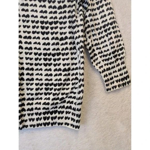 J.Crew The Clare Cardigan Women's Medium White Heart Print Button Up 3/4 Sleeve - Picture 6 of 11